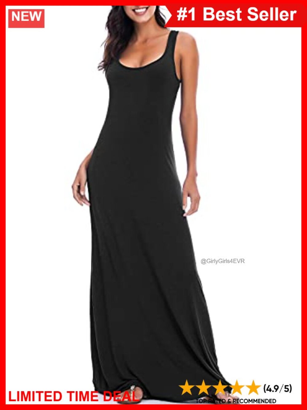 Sleeveless Scoop Neck Floral Maxi Tank Dress Summer Beach Casual